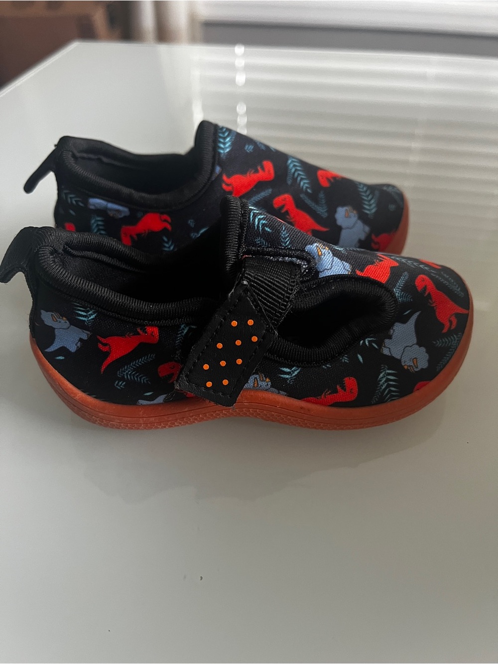 Navy Dinosaur Print water Shoes with Velcro strap